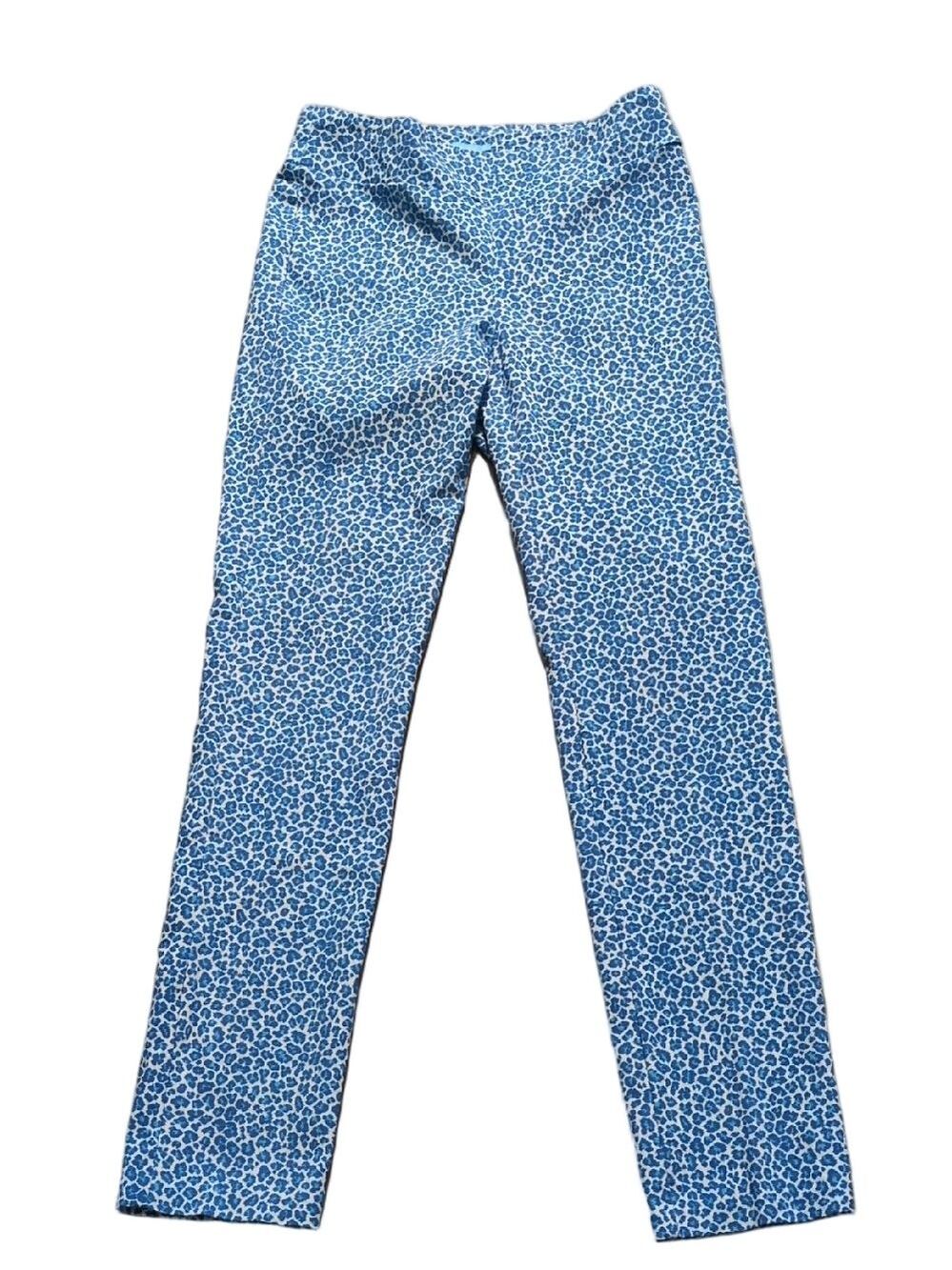 J. McLaughlin Blue Cheetah Print Pull On Pants Size 6